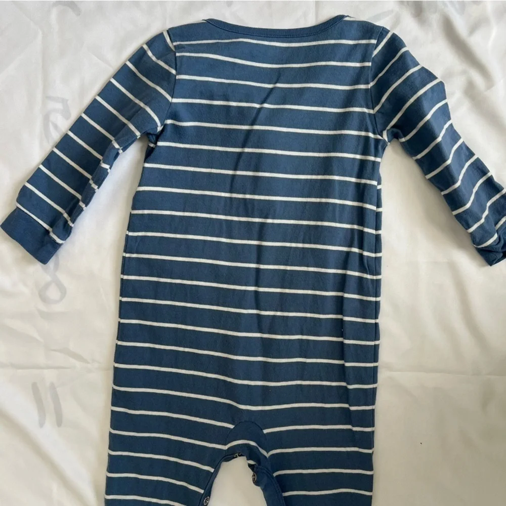 Baby Gap Blue and White Striped Kids Long Sleeve One Piece Size 12-18 Months